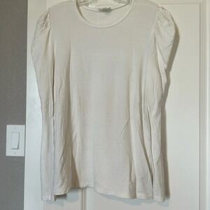 Caralyn mirand The Drop White Puff Sleeve Crew Neck T‎ Shirt Top Size L